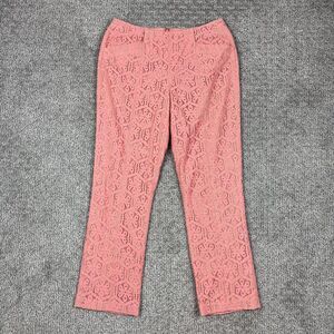 Corey Lynn Calter Pants Womens 2 Pink Lace Straight Leg Floral Pocket Dressy